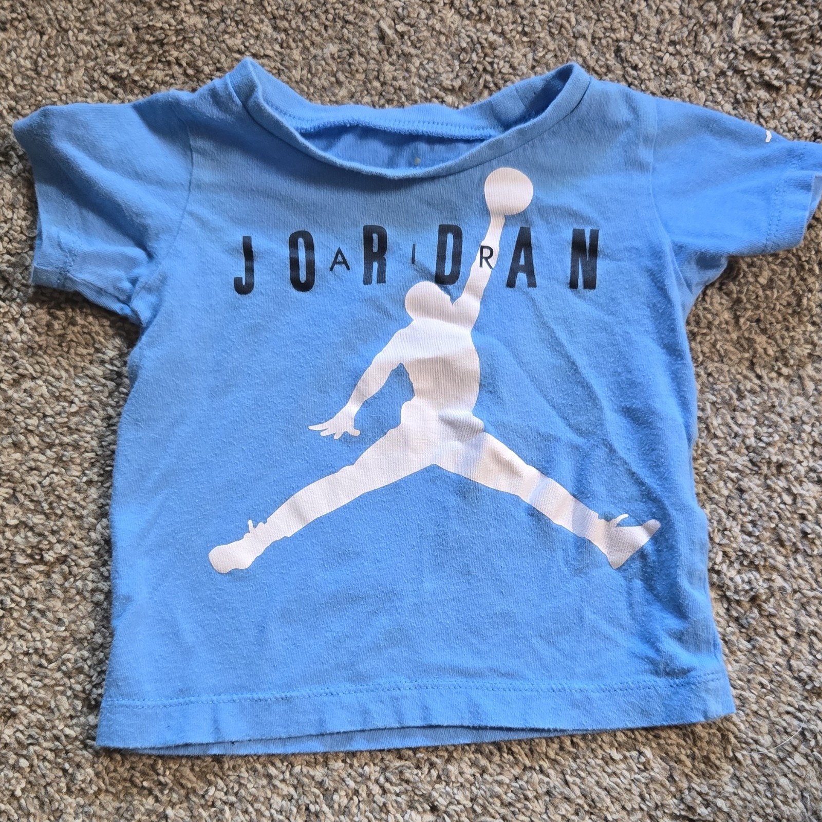 Jordan 12M Blue Graphic Print Short Sleeve Crew Neck Logo Baby T-Shirt