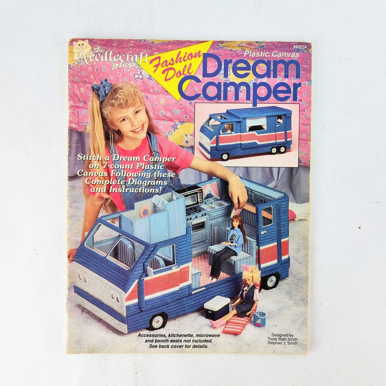 Plastic Canvas Fashion Doll Dream Camper RV Pattern Booklet Needlecraft Shop Vtg