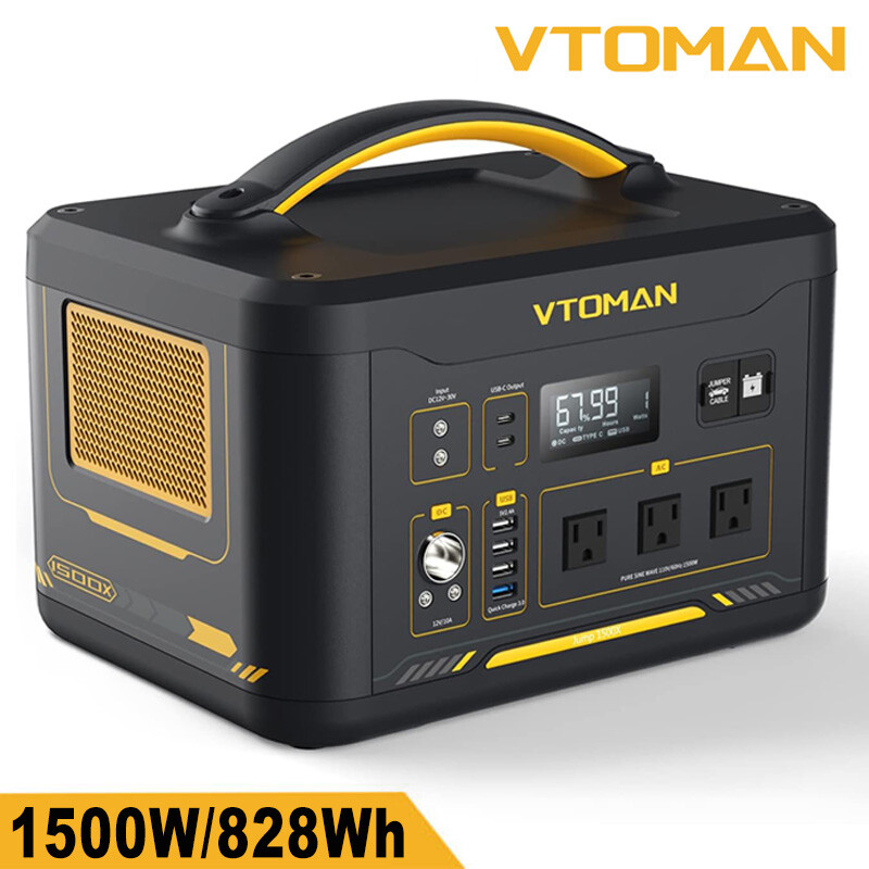 VTOMAN Jump 1500X Portable Power Station 1500W 828Wh LiFePO4 Battery Generator