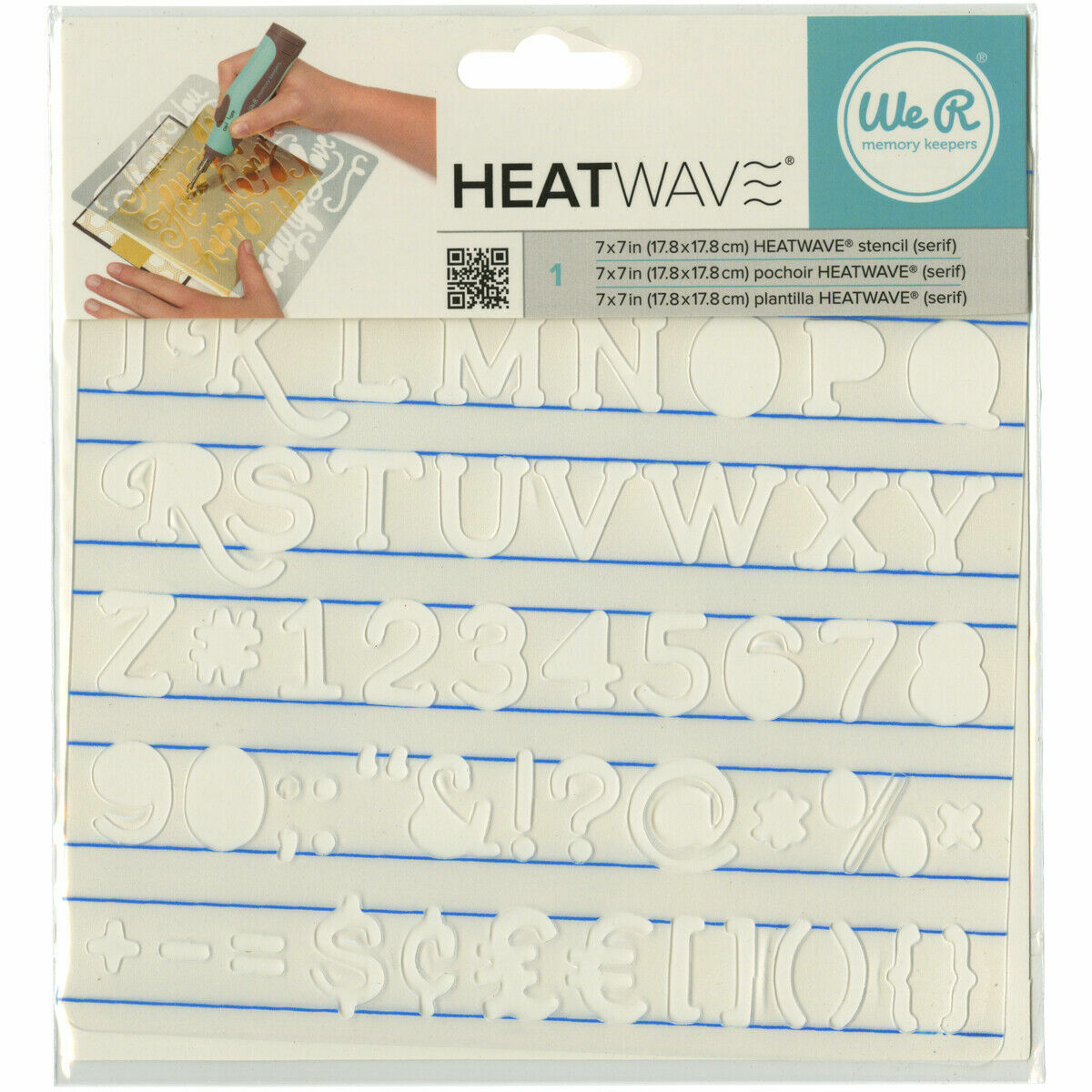 We R Memory Keepers WRHS7X7-62662 Heatwave Stencil 7"X7"-Serif NEW
