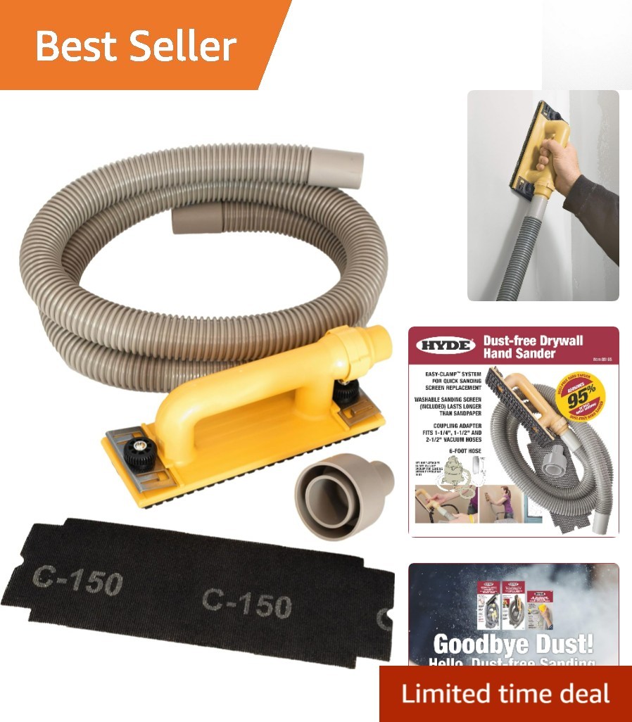 Corded Dust-Free Hand Sander with 6' Hose - Perfect for Indoor Drywall Projects