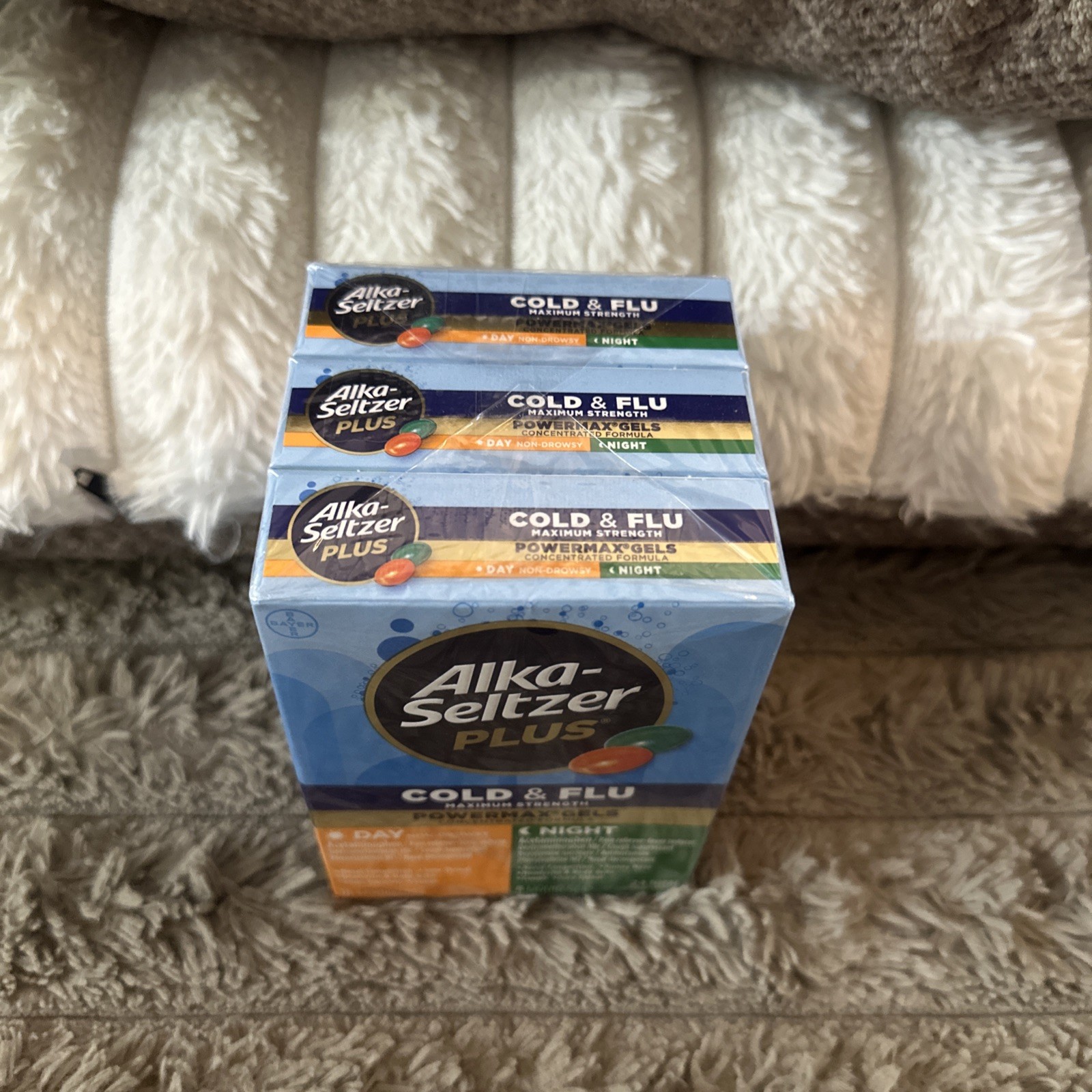 3 Alka Seltzer Plus PowerMax Cold & Flu Day & Night Liquid Gels, 24 Ct Exp 04/27