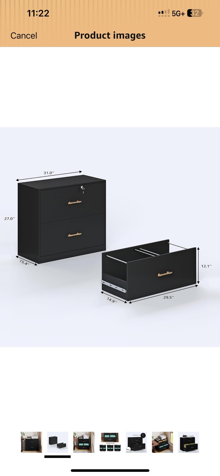 2 Drawer Lateral File Cabinet W/ Lock Suitable Letter/A4/F4/Legal Size Hanging