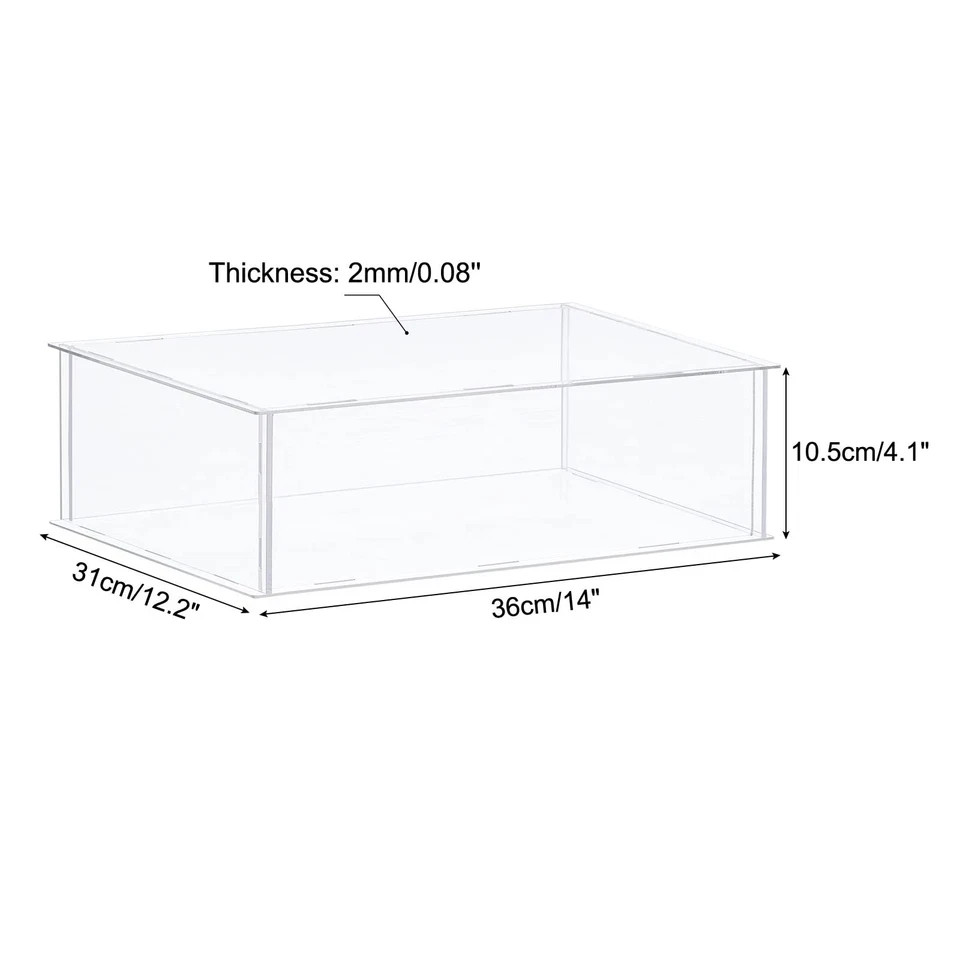 Acrylic Display Case Plastic Box Clear Assemble Dustproof Showcase 14x12.2x4....
