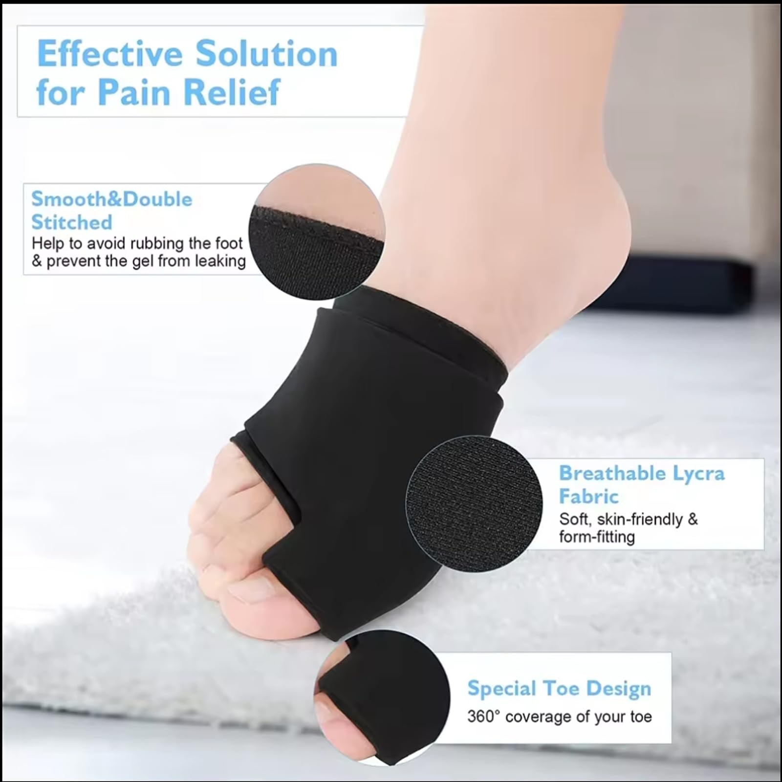 2 Pack Forefoot Toe Ice Pack，Foot Wrap Bunion Corrector for Black