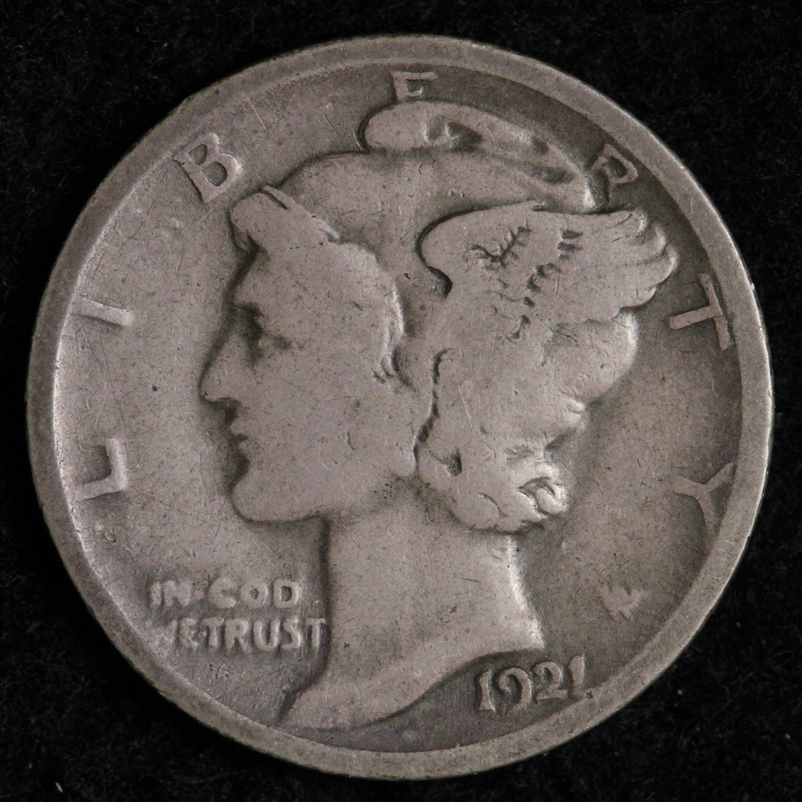 1921 Mercury Silver Dime FINE E215 VOHX
