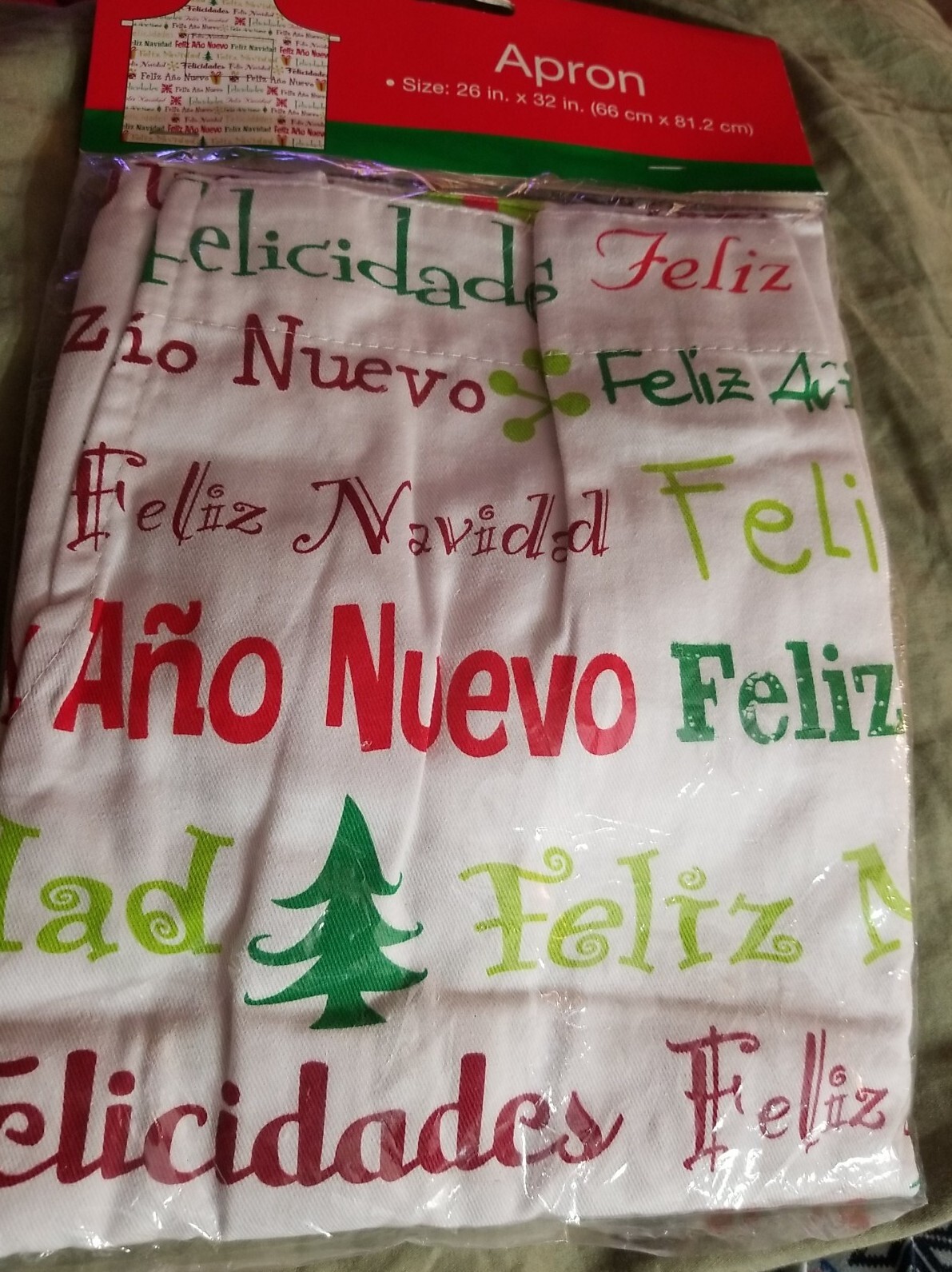 NIP-Christmas Feliz Navidad + Feliz Año Nuevo Holiday Apron