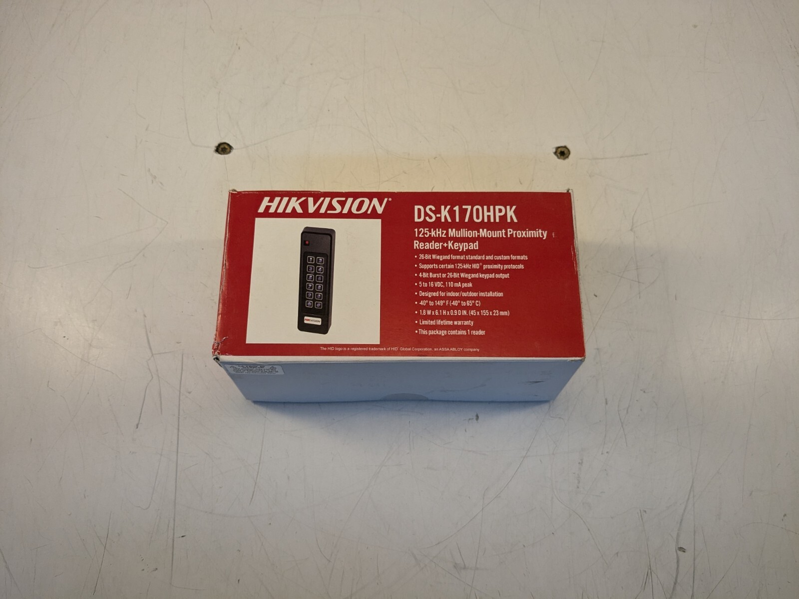 Hikvision DS-K170HPK Mullion-Mount Proximity Card Reader with Keypad *Open Box*