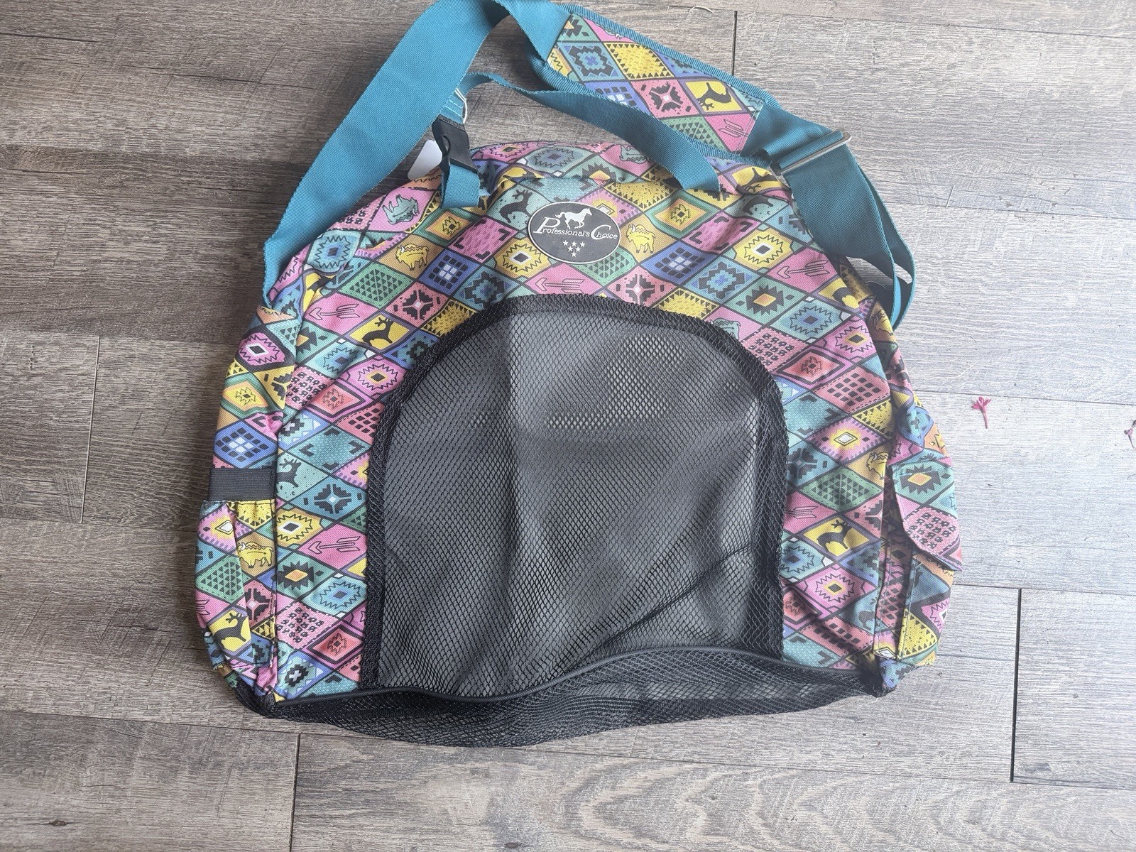 Professional's Choice Geometric Multicolor Duffle Bag Zip Blue Strap Pockets