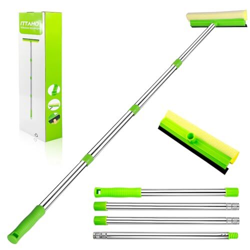 Window Squeegee, Squeegee for Window Cleaning, 2 in 1 Squeegee 1 * Sponge Head