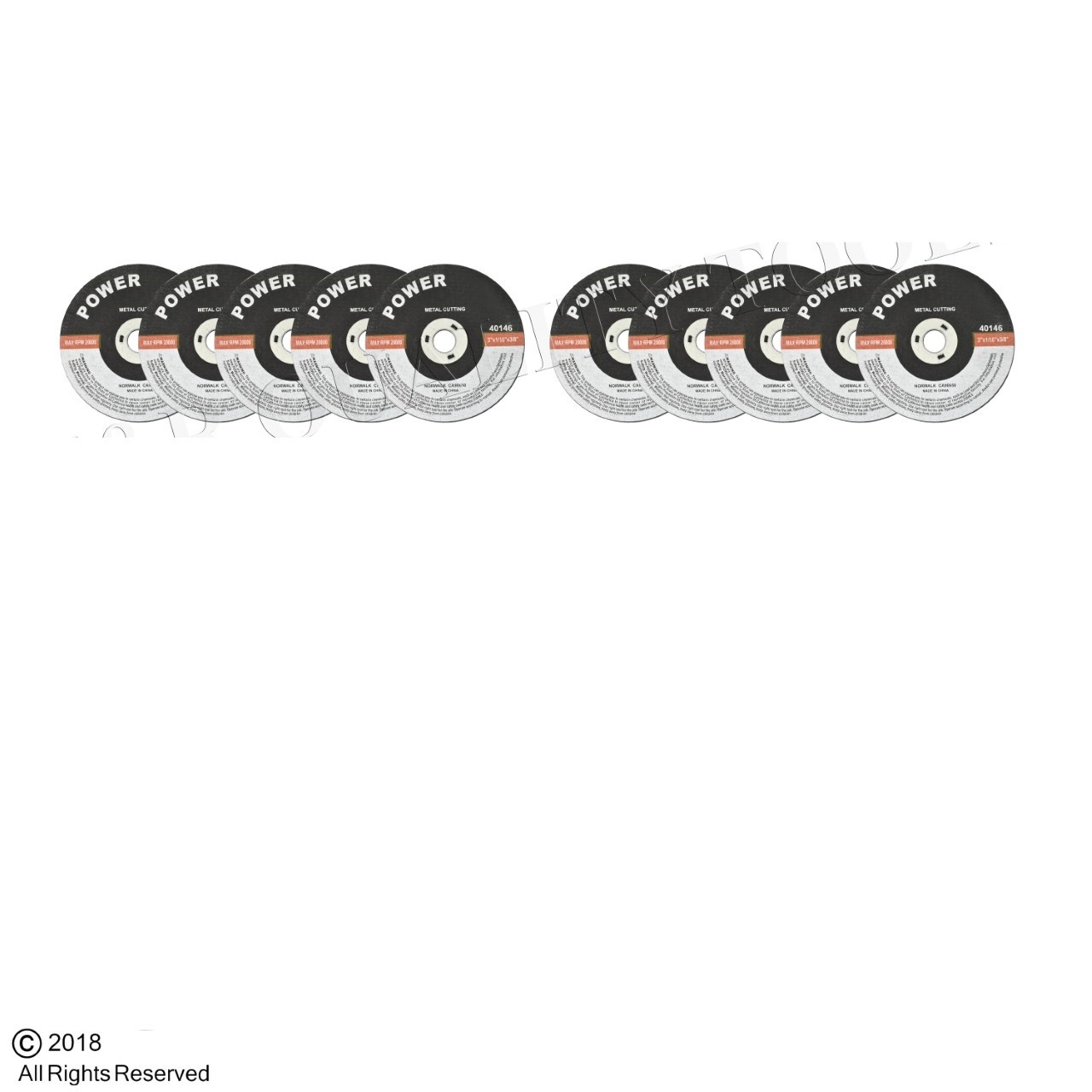 (10)  3" x 1/16" x 3/8" HIGH SPEED METAL CUT OFF WHEELS A46RBF