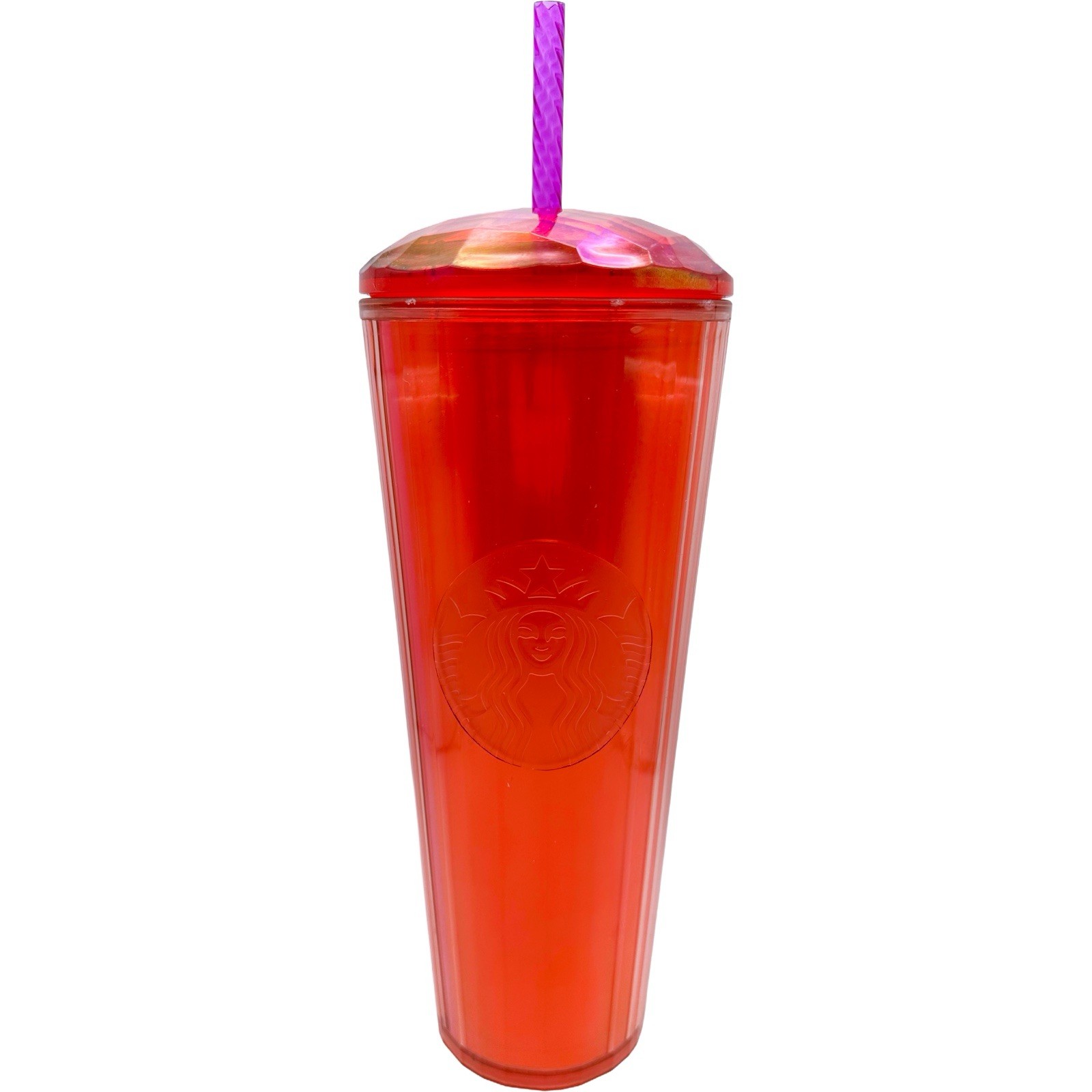 Starbucks Summer 2024 Venti Dome Tumbler Orange Pink Split Iridescent