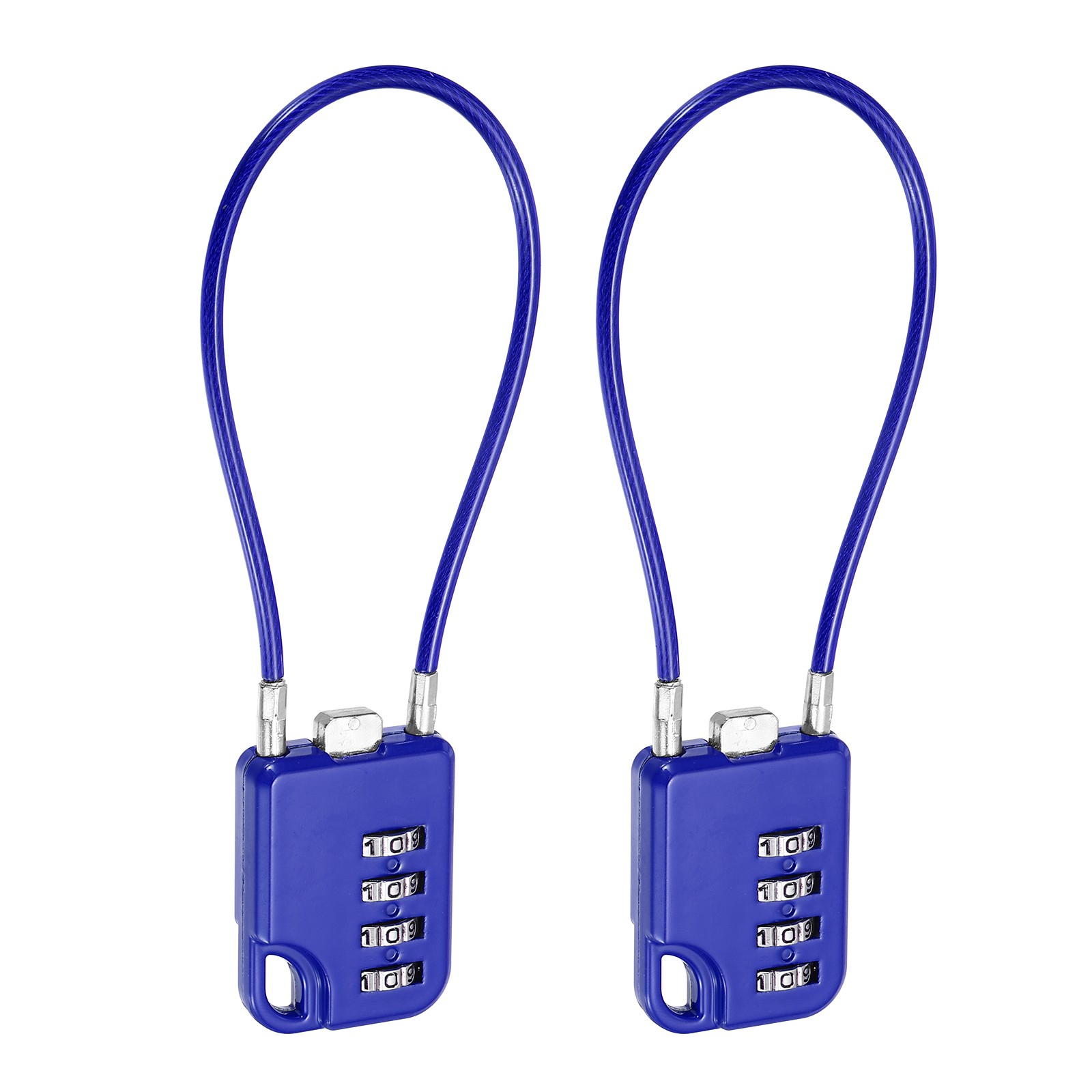 4-Digit Combination Padlock with Steel Wire Rope (7.9 Inch, Dark Blue) (2Pcs)
