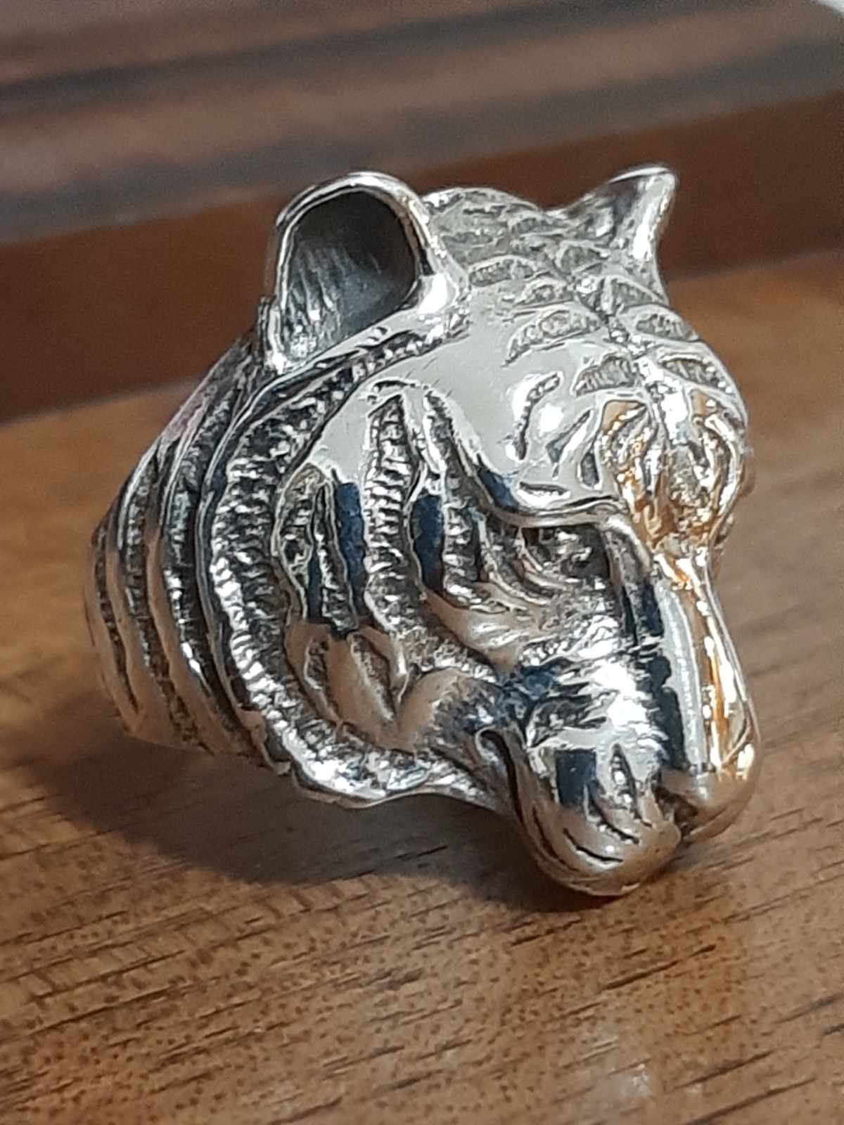 925 SILVER RING Men SEAL Tiger Tiger Ring Sterling Man $