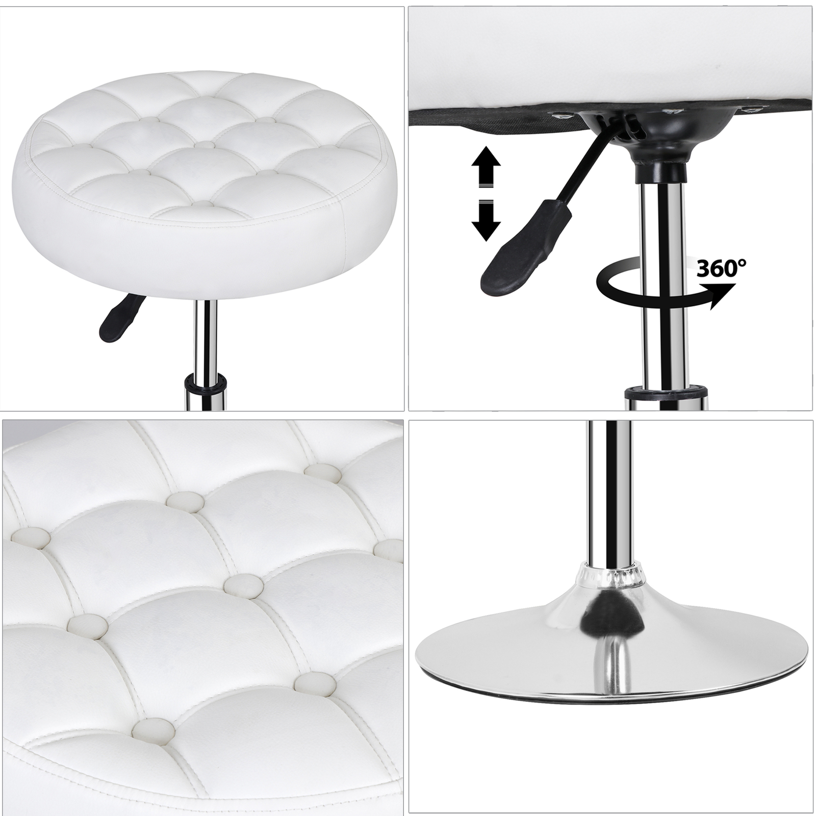 Vanity Stool 360° Swivel Makeup Stool Adjustable Ottoman for Bedroom Bathroom