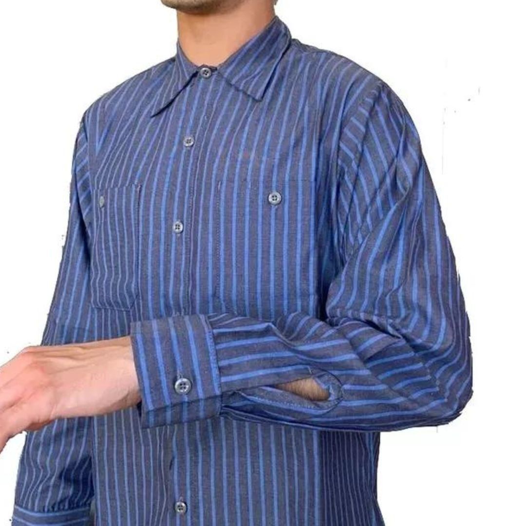 Wholesale, Mens Work Shirt, 2 Pkt,Yarn Dye Stripe Long Slv, Industrial Quality