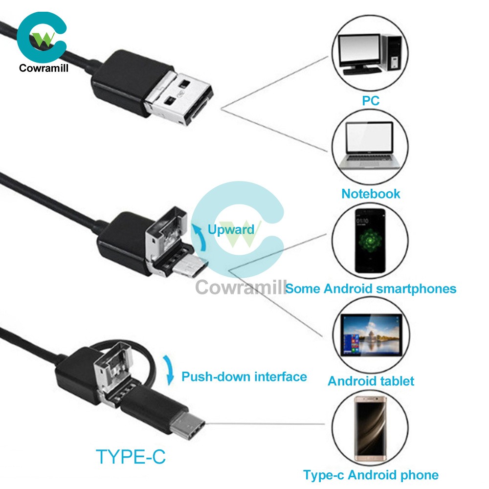 6LED HD Snake Endoscope Borescope Inspection Camera Scope for USB Android PC