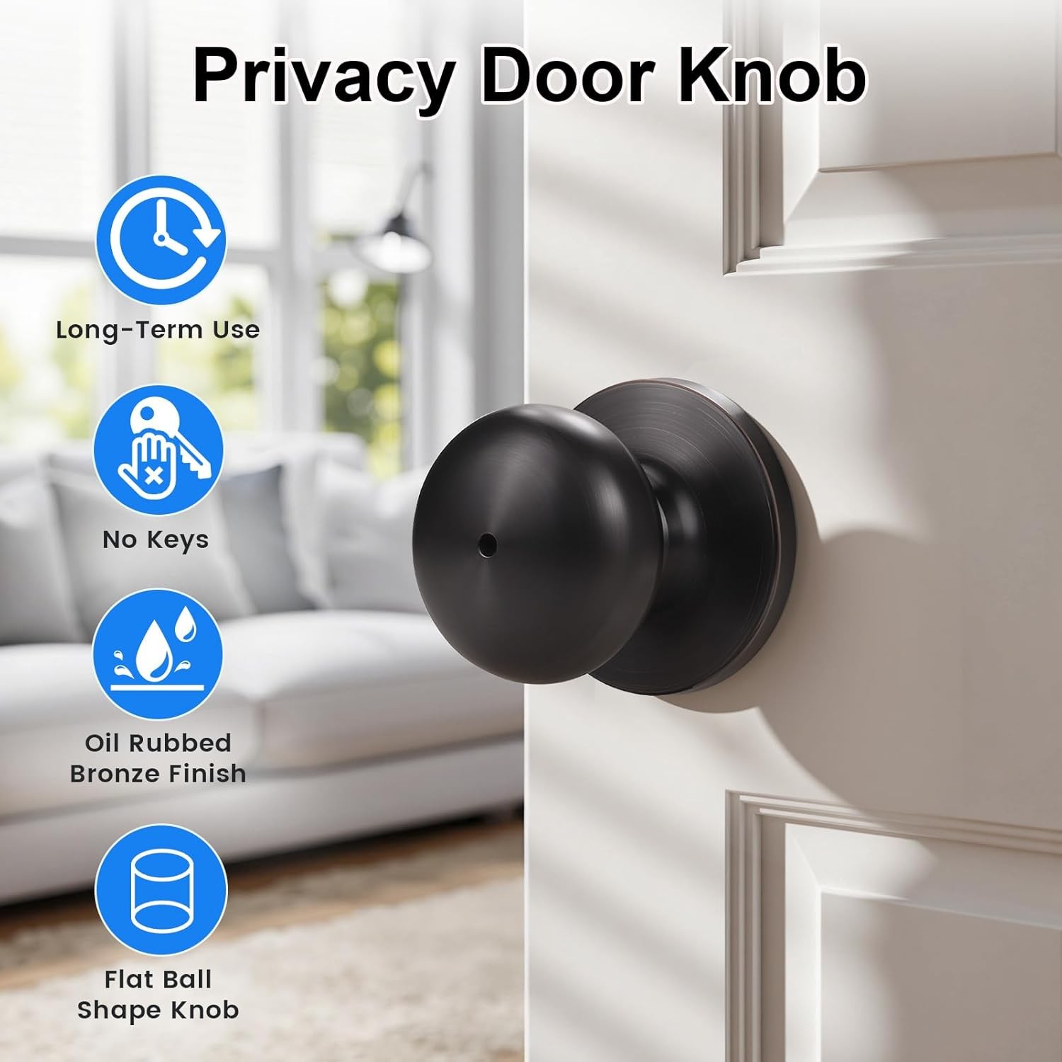 KNOBWELL 4 Pack Privacy Locking Door Knob, Interior 4 Pack, Lock