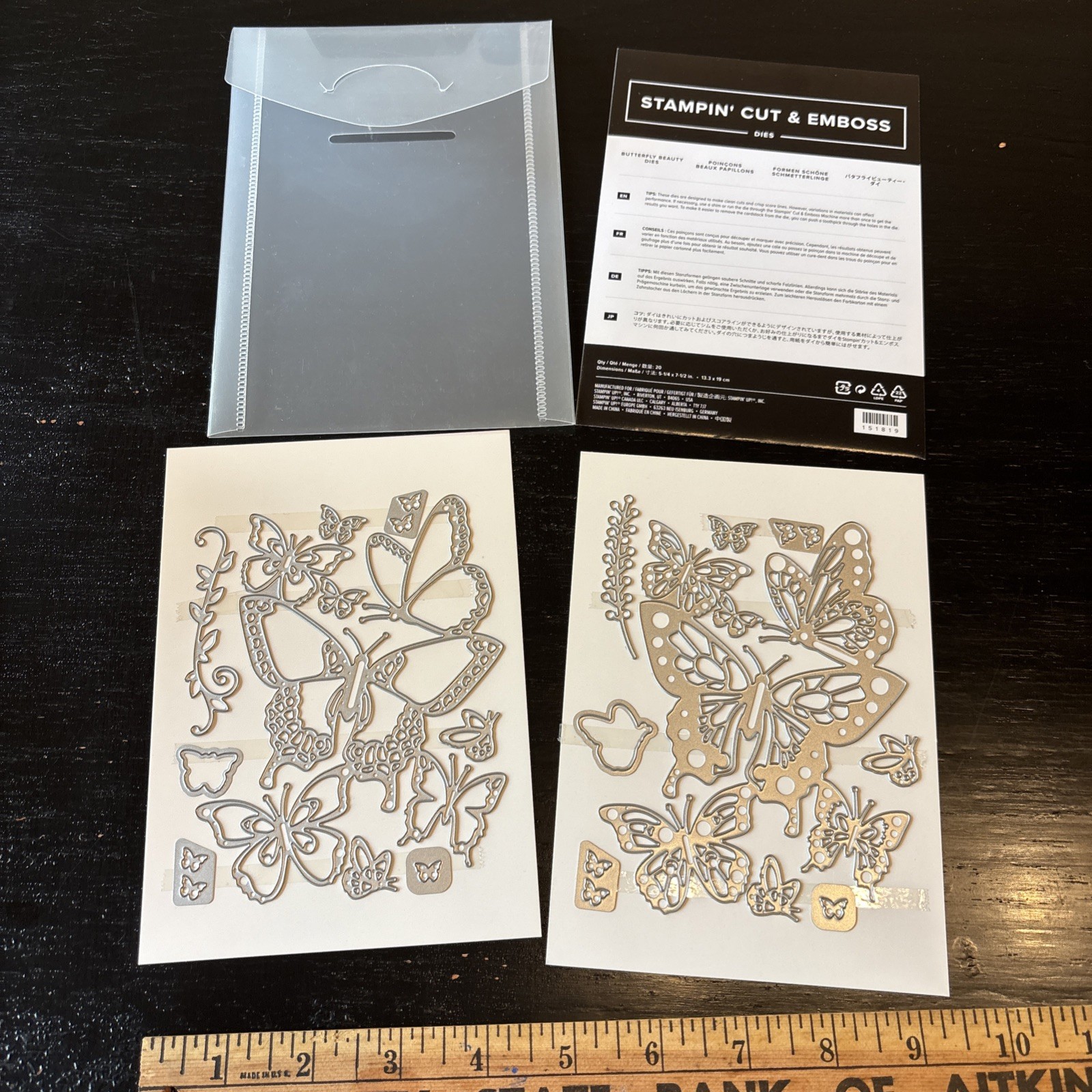 Stampin' Up 20 Piece BUTTERFLY BEAUTY Cut & Emboss DIES 151819, complete