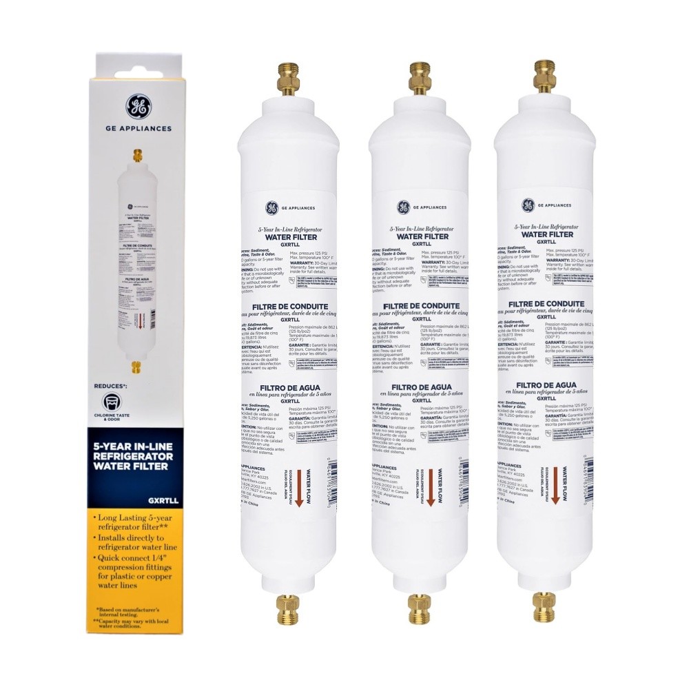 3PK GE Appliances GXRTLL Water Filter reducing chlorine taste, odor and sediment