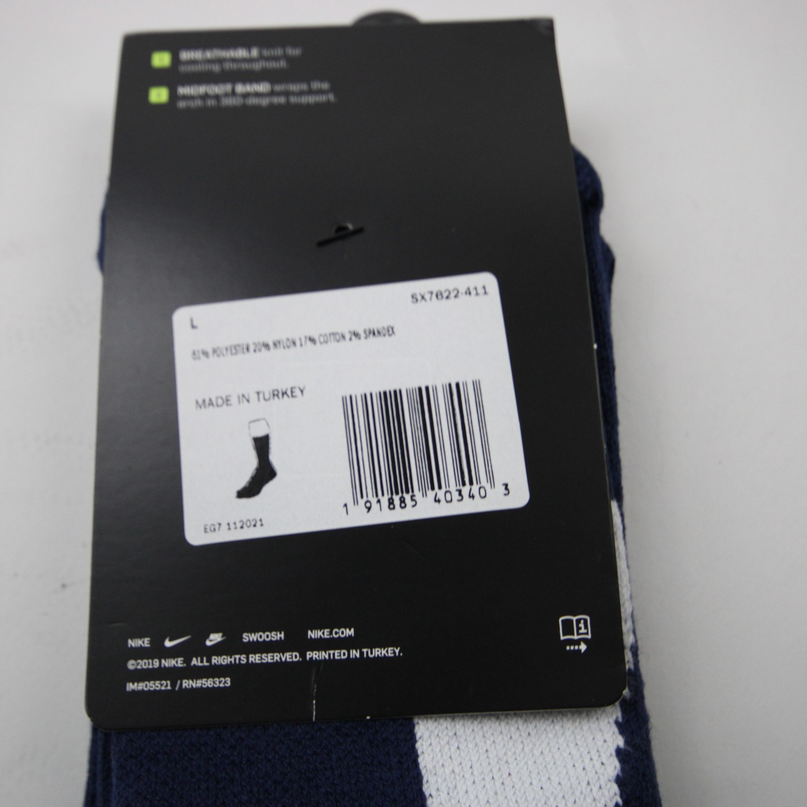 Nike Elite Socks Unisex Navy New with Tags L