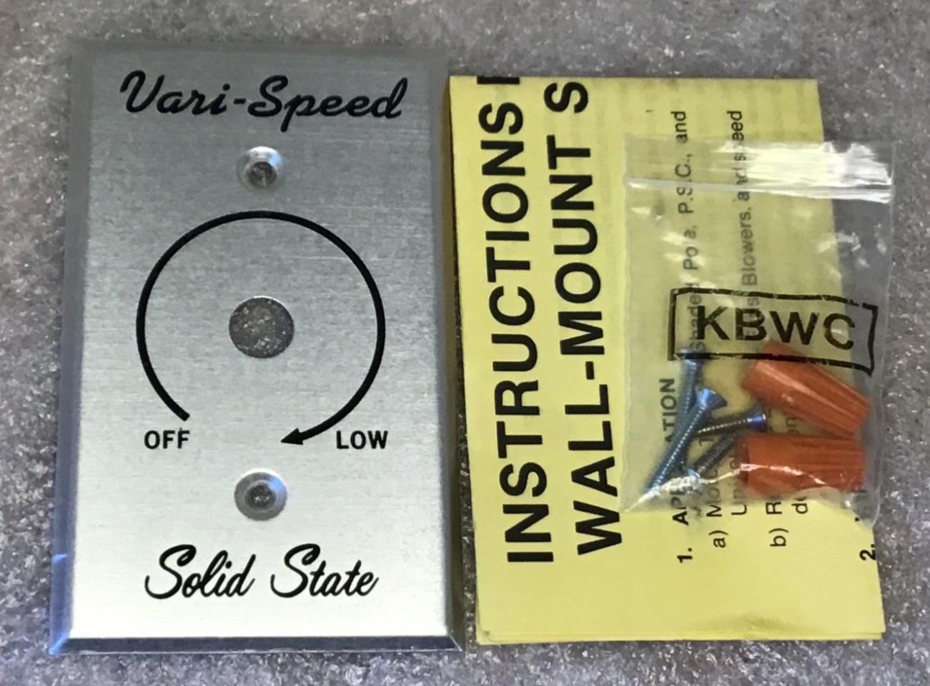 KB ELECTRONICS KBWC-15K SOLID STATE MOTOR CONTROL SPEED SWITCH Varispeed No Knob