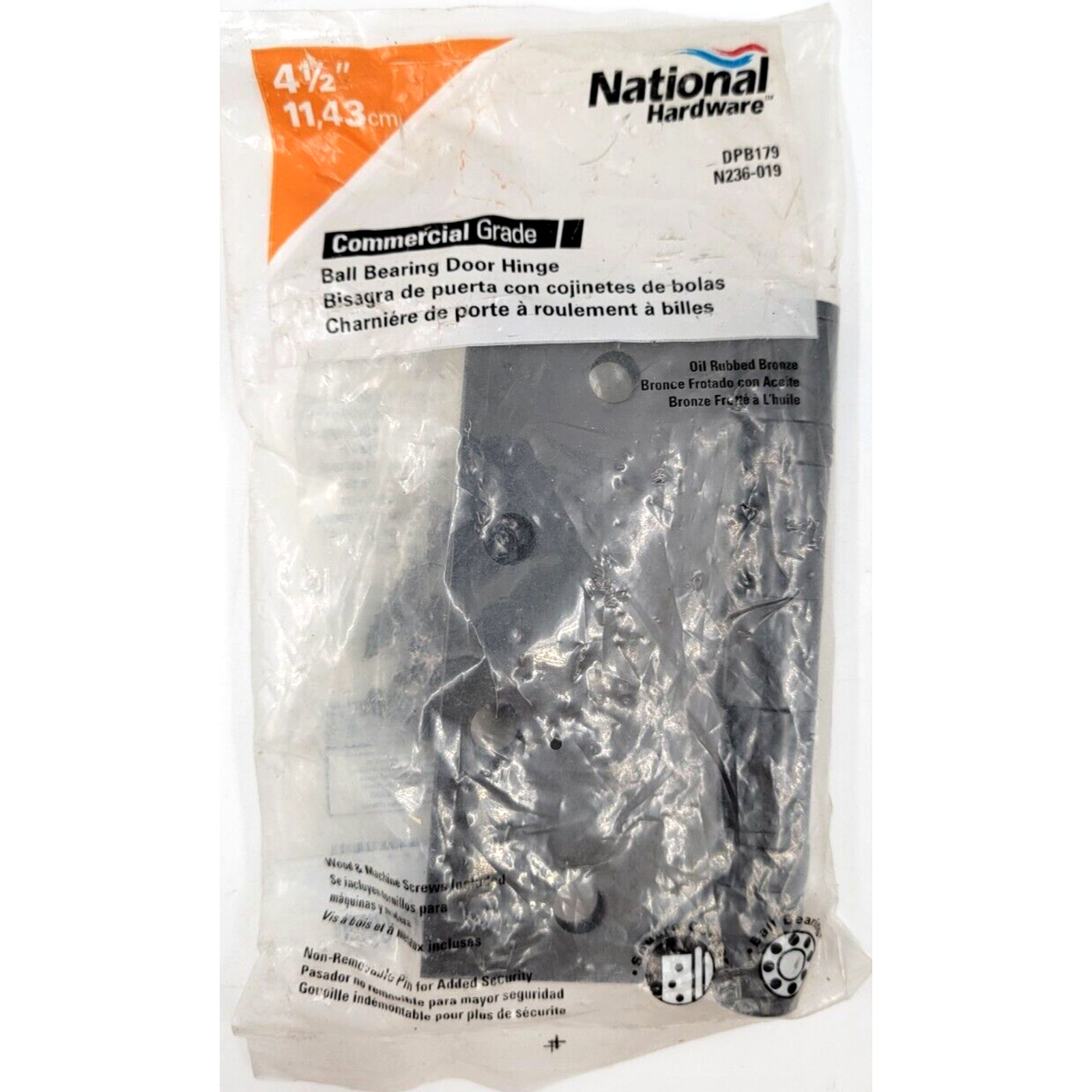 National Hardware Ball Bearing Commercial Door Hinge Oil-Rubbed 4-1/2" N236-019