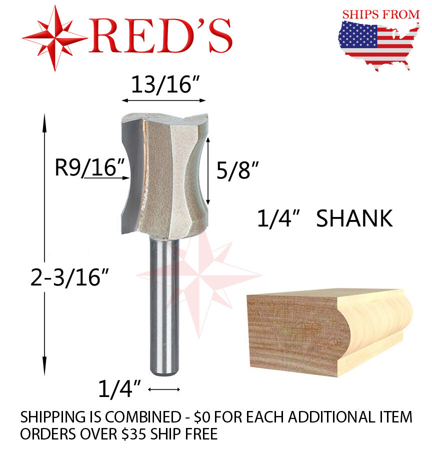 Tideway Carbide PRO LC06051004 5/8" Convex Edging Bit 1/4" shank router bit