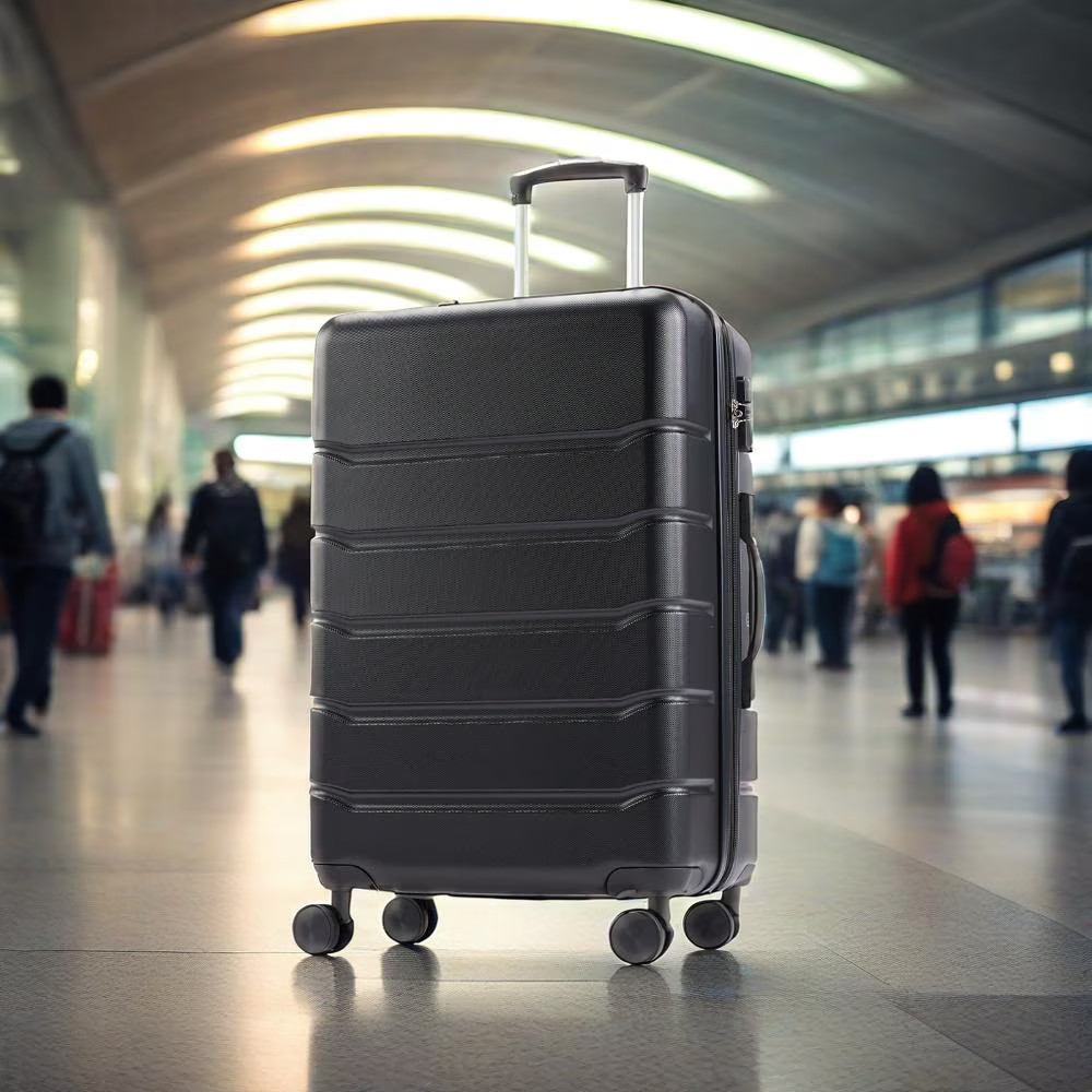 GIANNA 20 Inch Hardside Luggage with TSA Lock and Spinner Wheels, Black