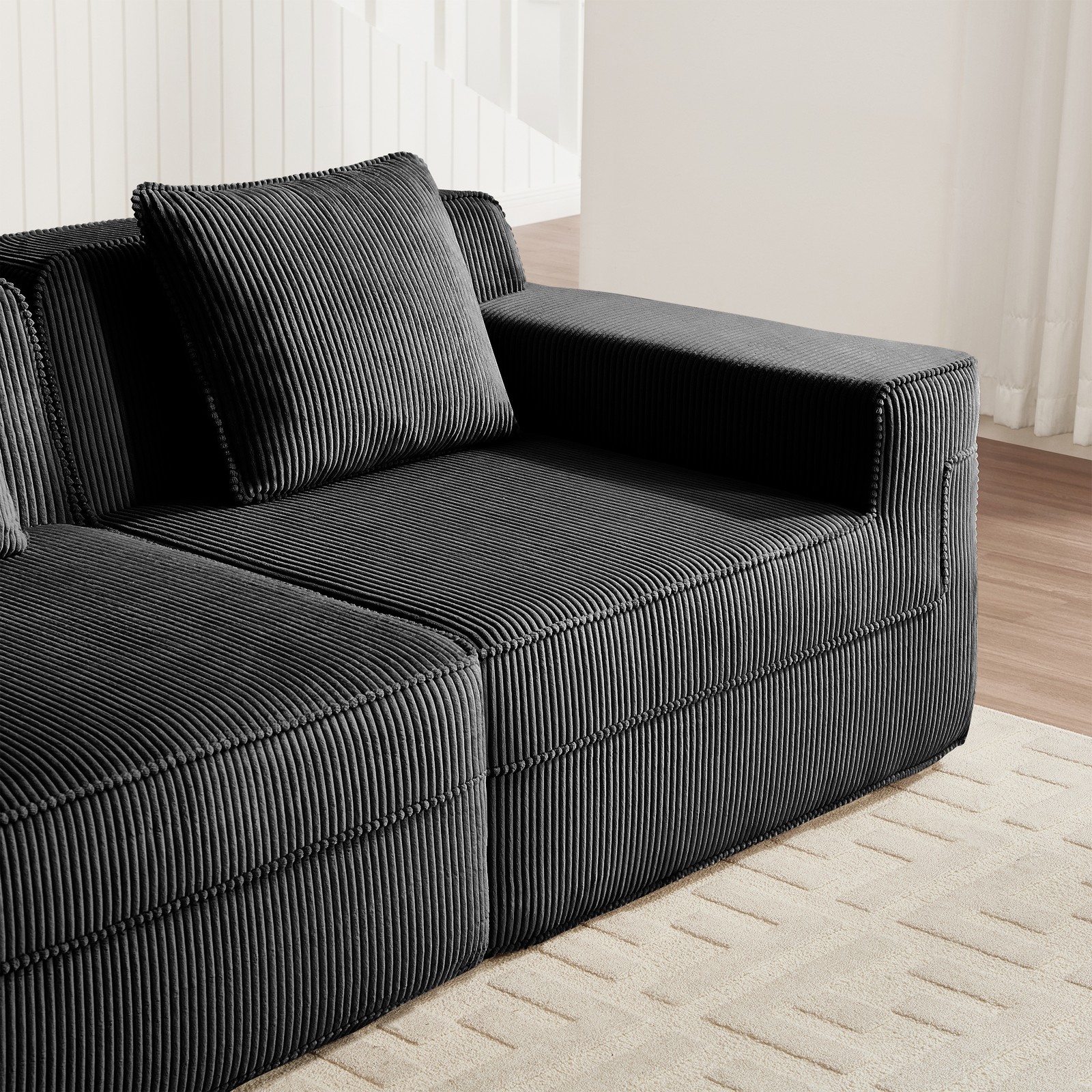 Modular 4 Seat U Shape Sectional Boneless Sofa, Cloud Sectional Couch with Deep