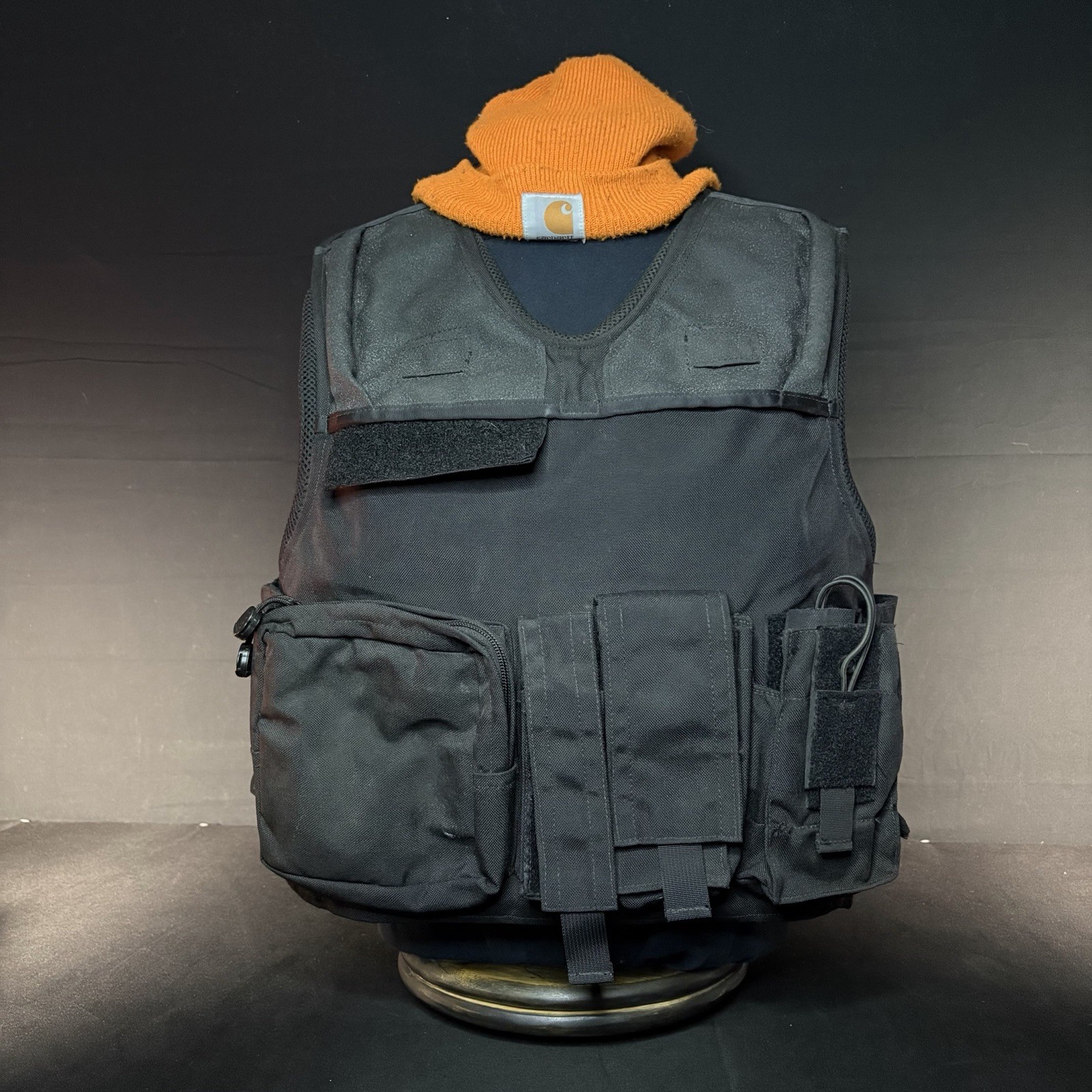 ABA Tactical Plate Carrier Vest Size Large Black With Pouches