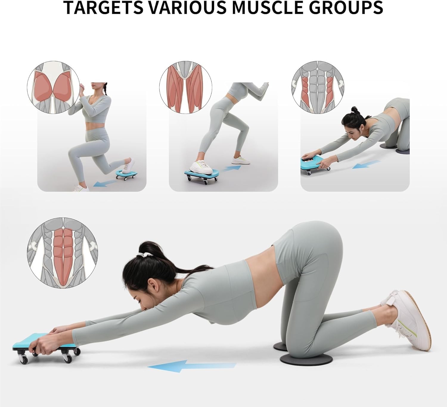 PROIRON Ab Roller with Knee Pads for Abs Workout, Multifunctional biue