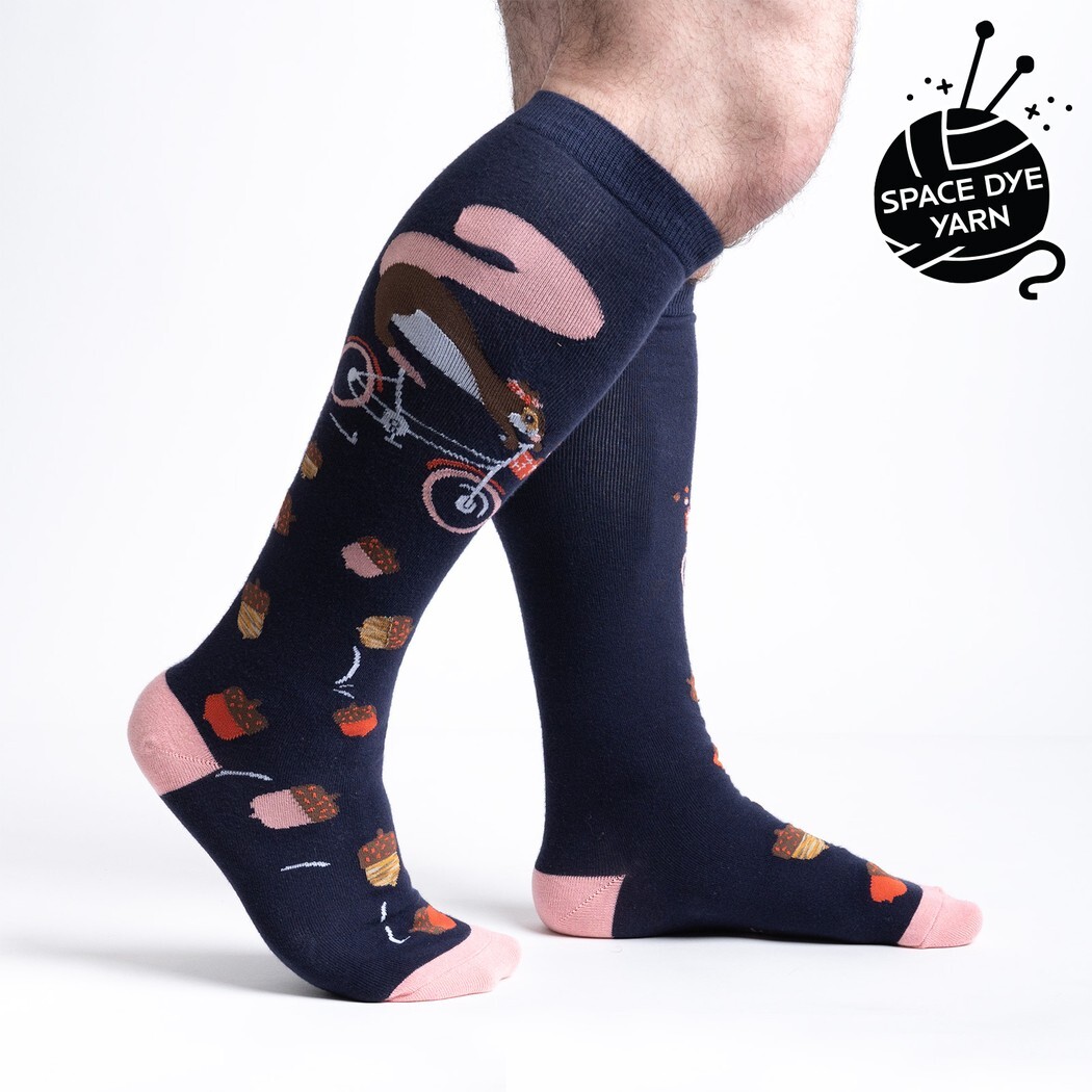 Feeling Squirrelly Wide Calf Knee High Socks Women's XL Stretch It Fashion New
