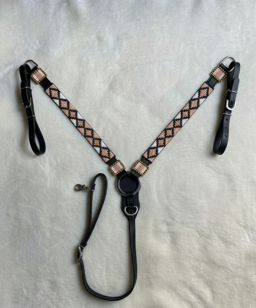 Martin Saddlery Western Premium Leather Equestrian Bead Headstall, Breast Collar