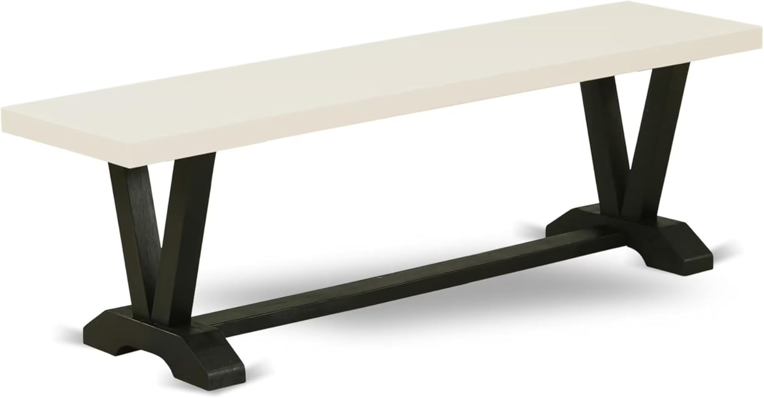 V-Style Modern Dining Table Bench, Solid Wood Seat, 60x15x18 Inch, Multi-Color
