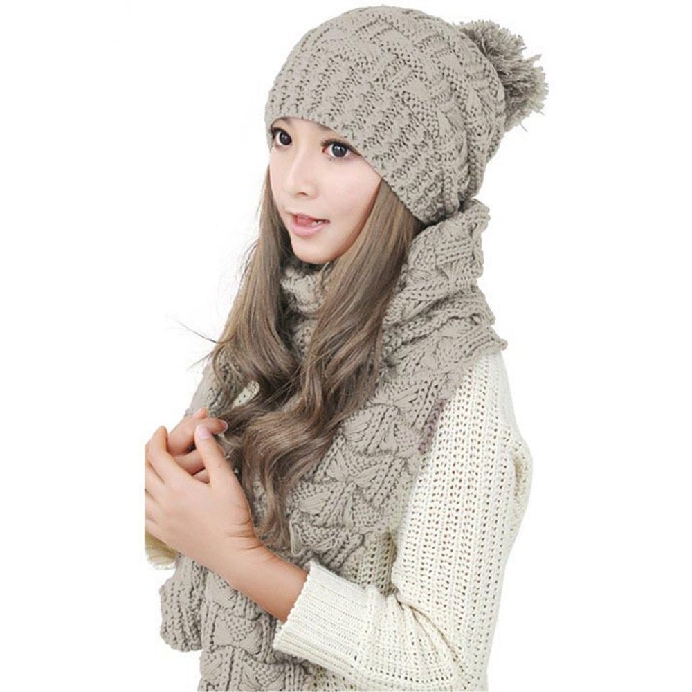 HANERDUN Women Girls Fashion Winter Warm Knitted Hat Beanie One Size, Beige