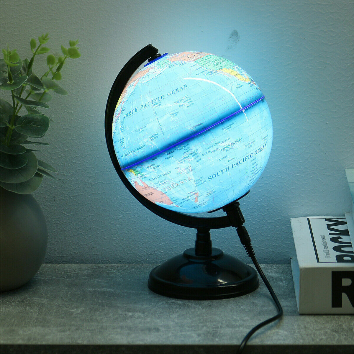 Rotating LED Night Light World Earth Globe Map Students Kids Geography Education