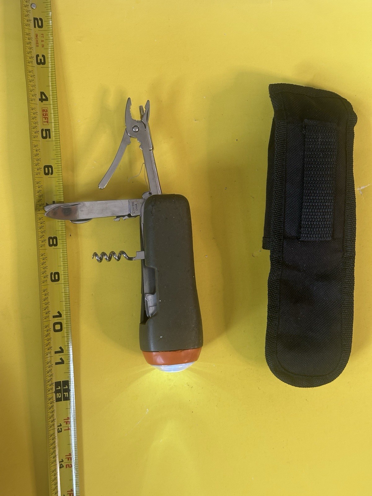 Delk All in One 10 Function Pocket Tools Flashlight Opener Pliers -No Batteries