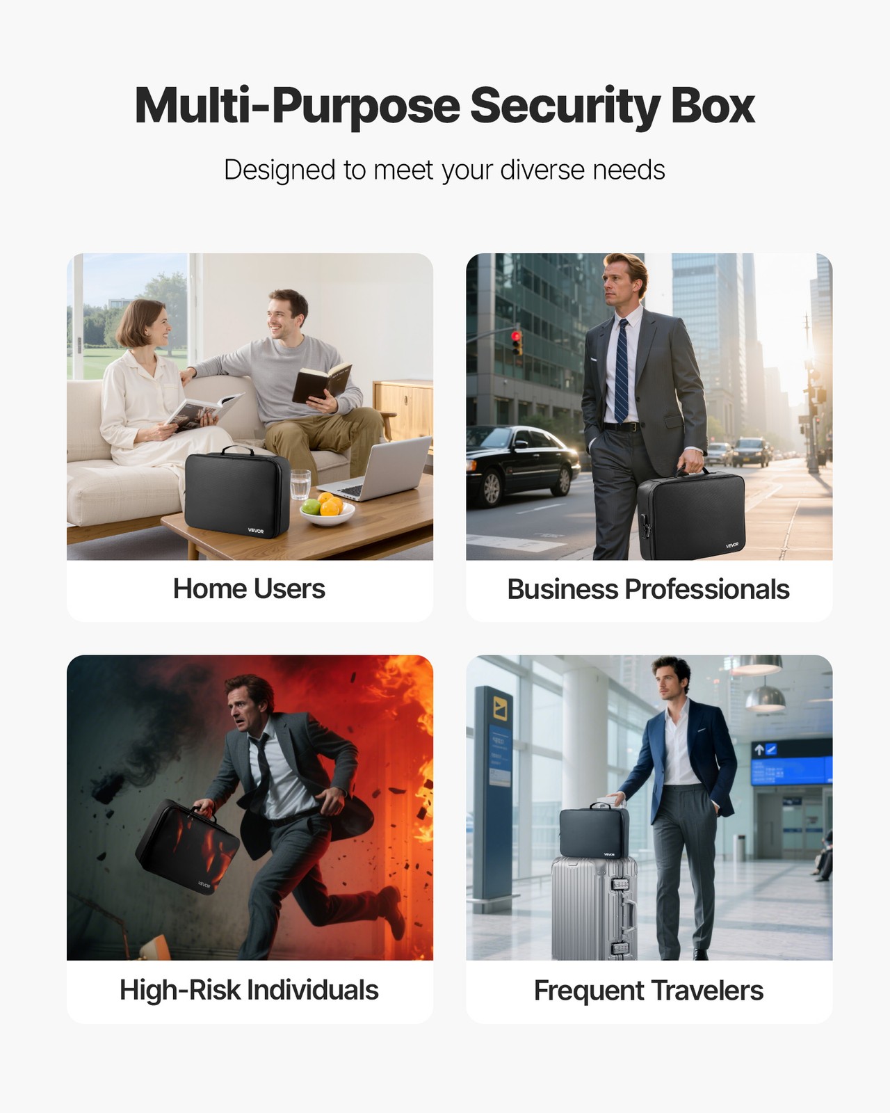 VEVOR Fireproof Document Box 1832 ℉ Fireproof Multi-Layer File Box with Lock