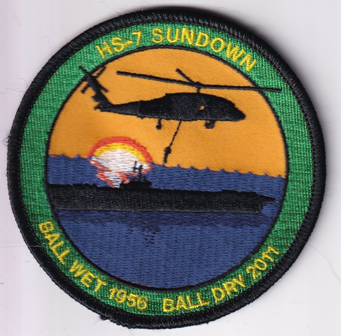 HS-7 Sundown Ball Wet 1956 Ball Dry 2011 patch US Navy Aviation