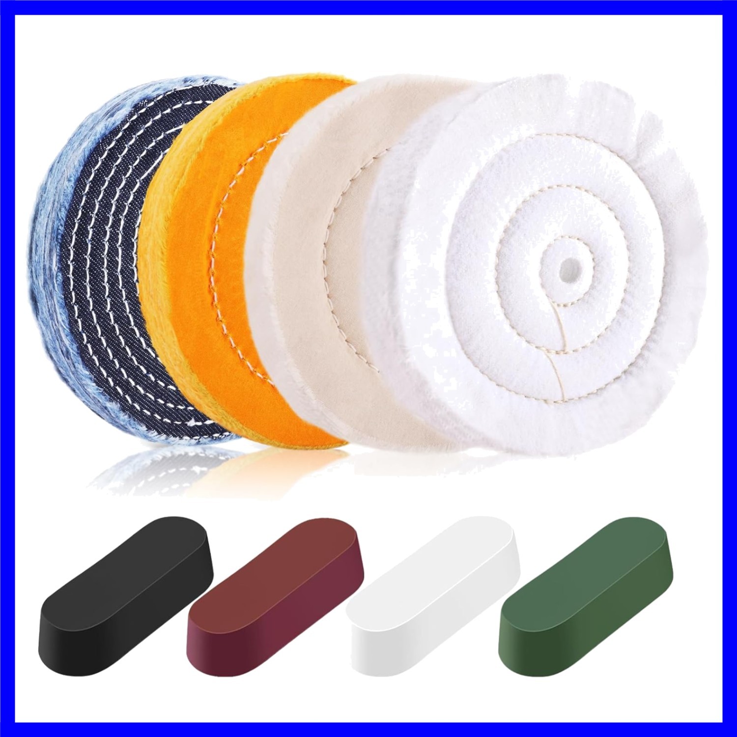 8PCS 6 Inch Buffing & Polishing Wheel Kit for Bench Grinder, 1/2" Arbor Hole,...