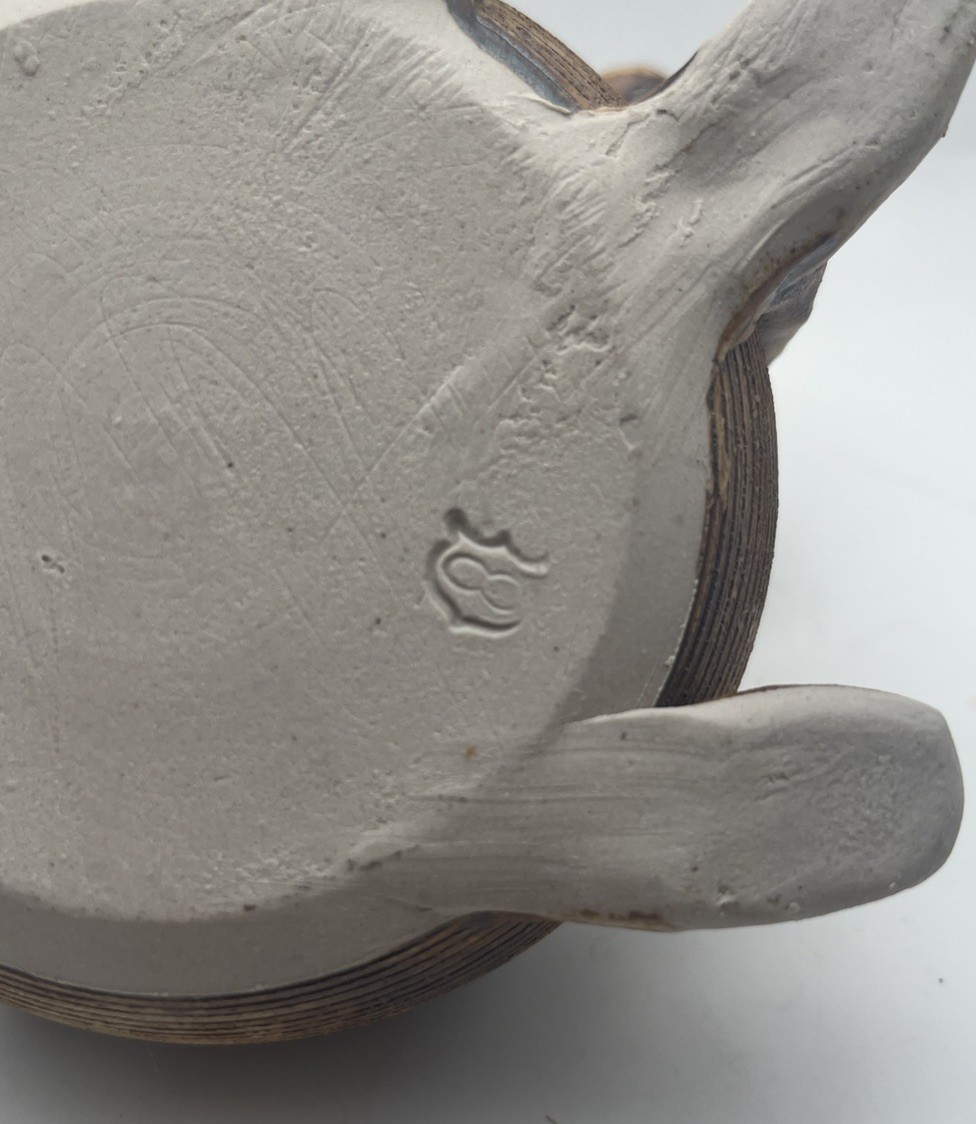 Handcrafted ceramic planter fashioned into a whimsical reindeer, Stamped EUC