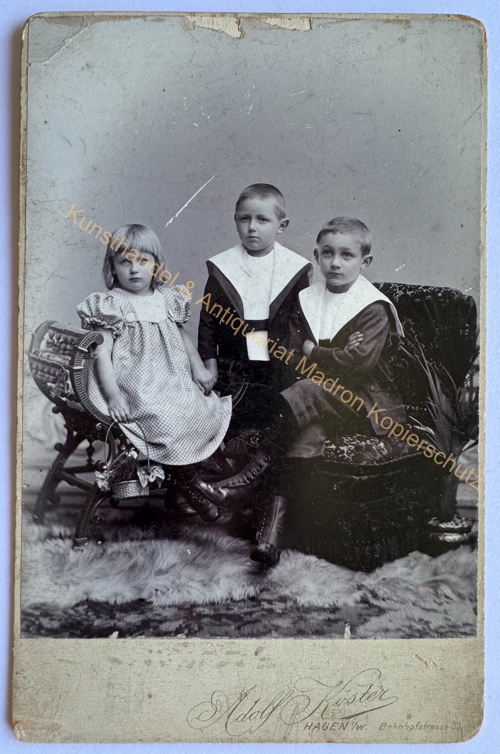 orig. KAB Cabinet Photo Photography Children Fashion around 1900 Hagen Westphalia