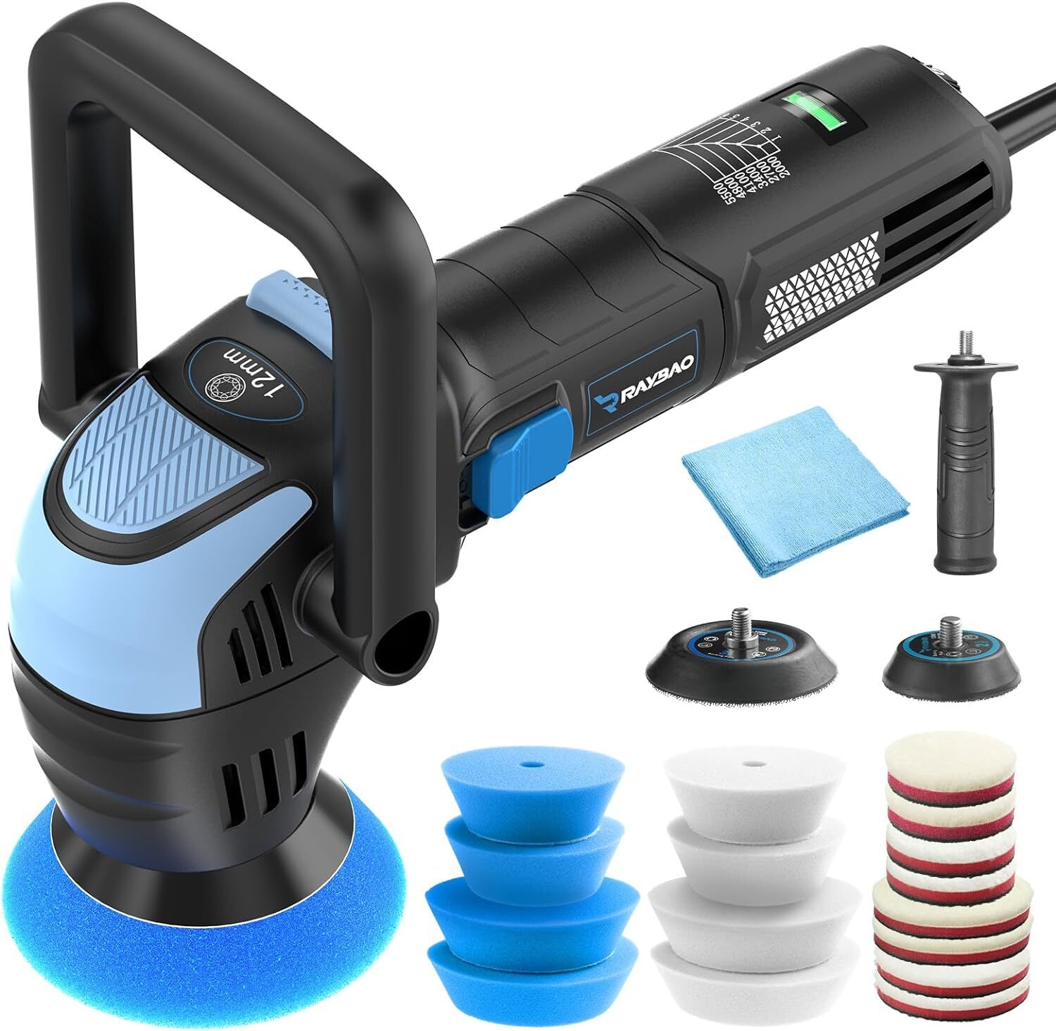 Mini Polisher, 2inch/ 3inch 750W Car Buffer Polisher with 12mm 9517, Blue