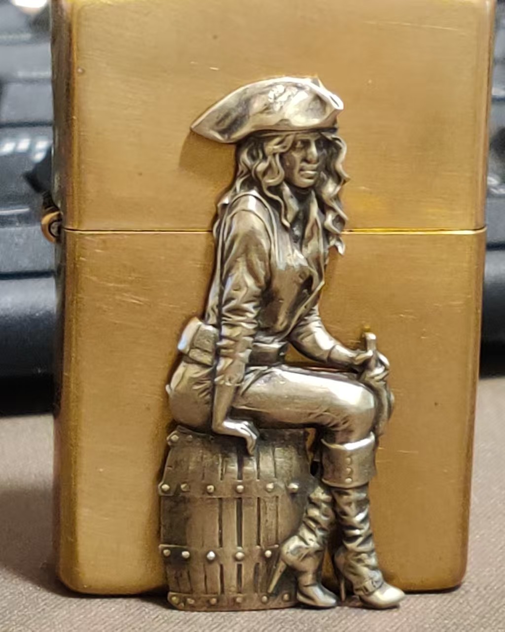 1 piece Brass Triangle hat pirate girl sticker Lighter DIY Accessory