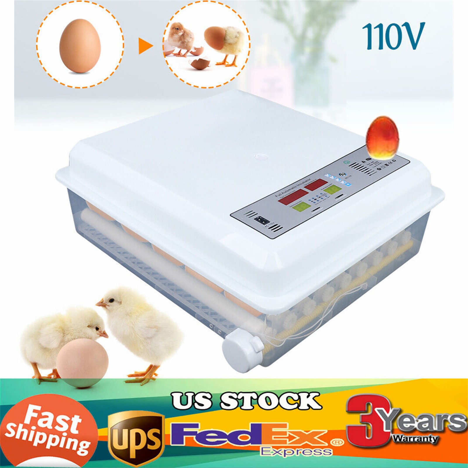 64 Digital Eggs Incubator Egg Hatcher With Temperature Control Automatic Turner