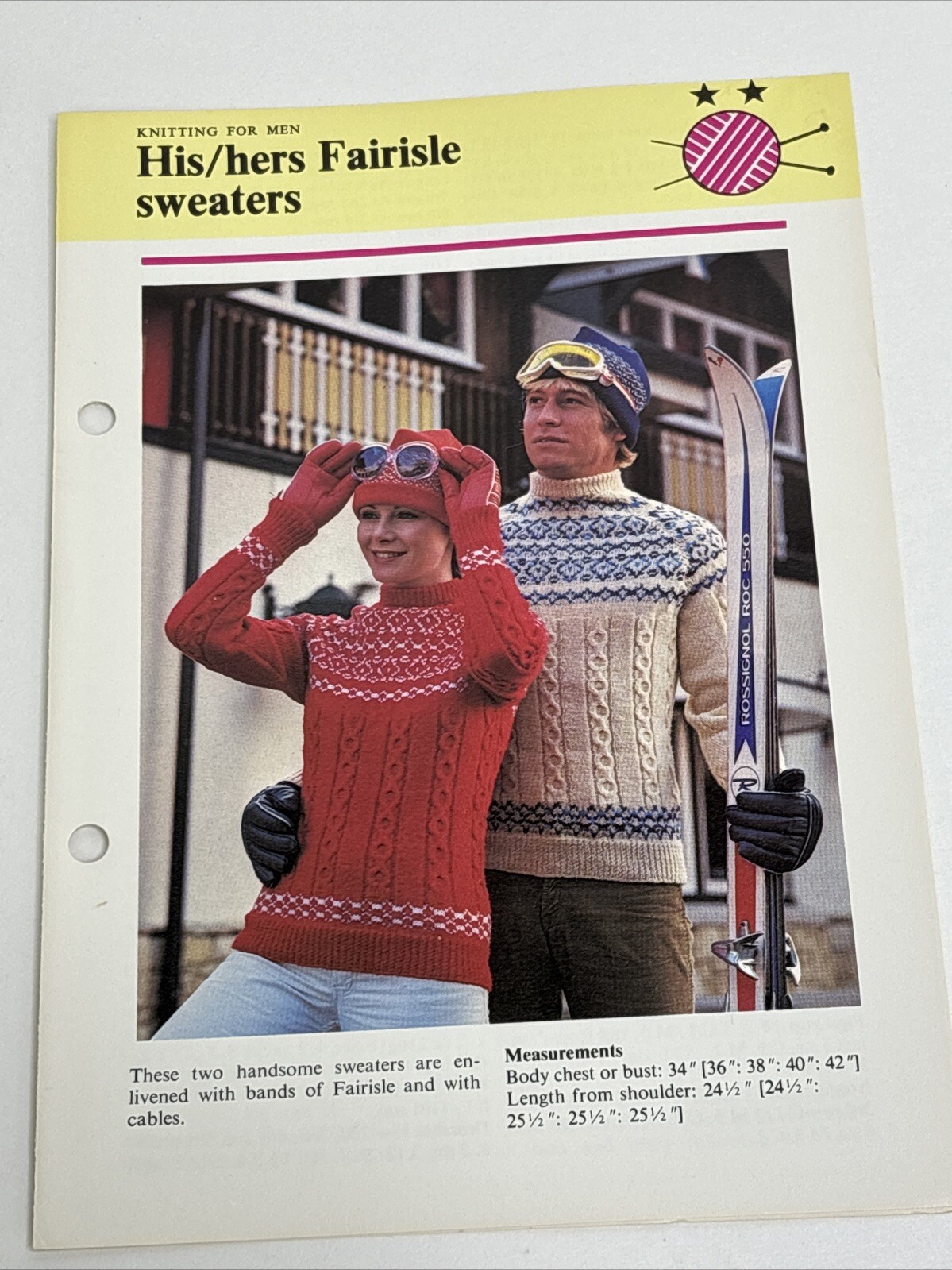 Fairisle Sweaters His and Hers Knitting Pattern Card