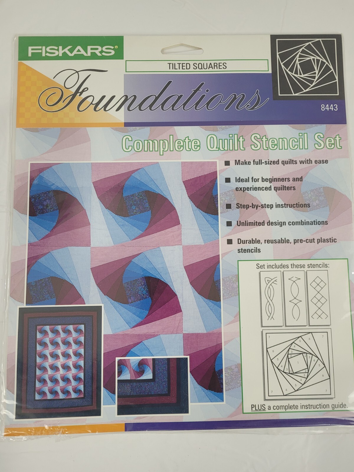 Fiskars Foundations Complete Quilt Stencil Set Tilted Squares NIP #8443