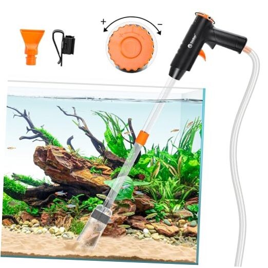 132GPH Manual Aquarium Gravel Cleaner, Fish Tank Siphon Vacuum 4-in-1 Cleaning