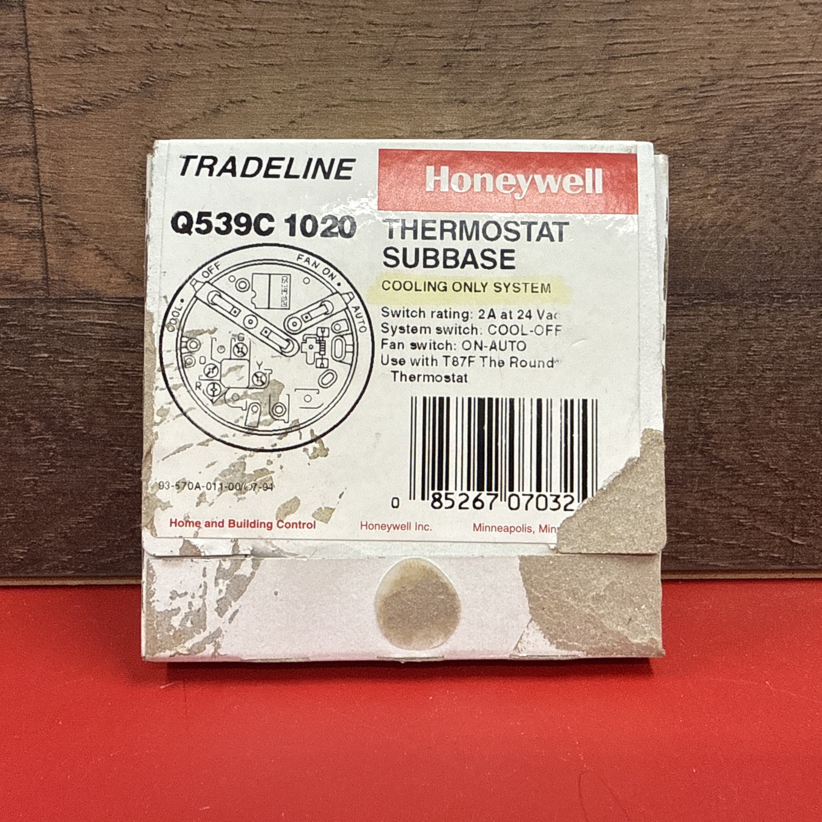 Honeywell Q539C 1020 Subbase for T87F Round Thermostat Cooling Only System